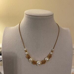 Gold and Pearl Beaded Statement Necklace - Women Jewelry